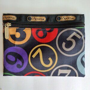 LeSportsac Cosmetic Zipper Pouch Makeup Bag - Unique Numbers Design